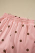 Polka Dot Ribbed Trim Long Sleeve Short Set