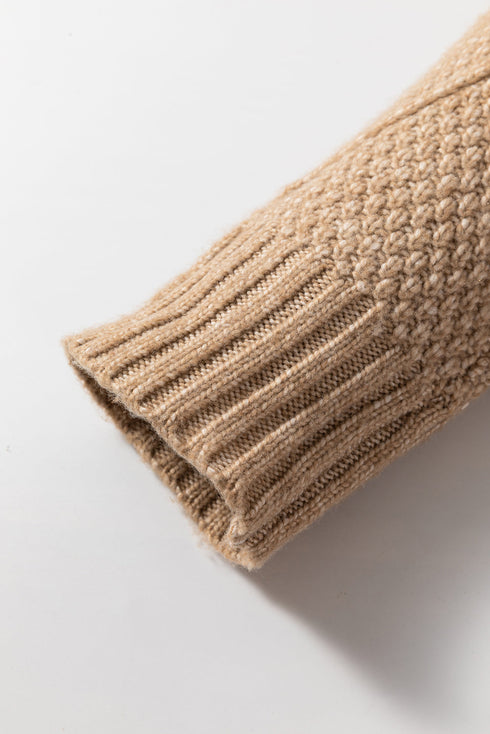 Long Sleeve Cable Knit Crew Neck Sweater Dress