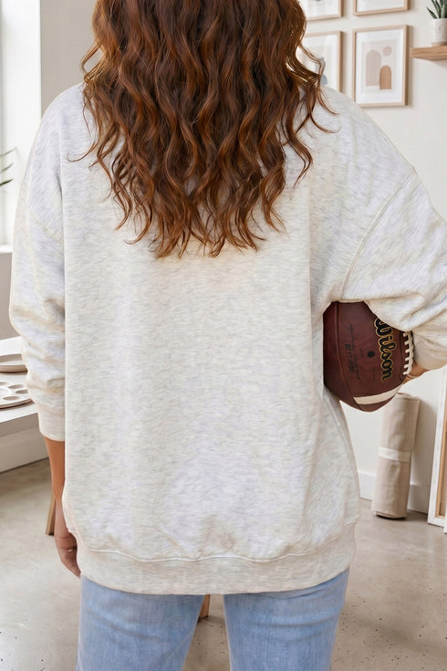 Letter Detail Open Front Tunic Graphic Sweatshirt