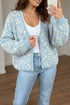 Leopard Print V Neck Long Sleeve Loose Fit Knit Cardigan