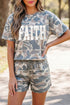 Faith Letter Print Relaxed Tee Camouflage Two Piece Short Set