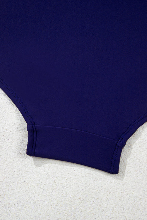 Embroidered Trim Wrap Tie High Waisted Plus Size Swimwear