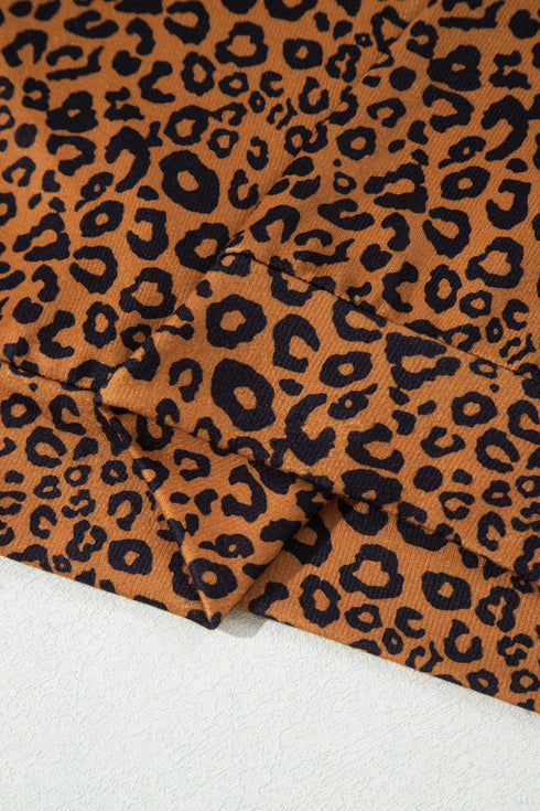 Leopard Wide Leg Relaxed Long Sleeve Top Pant Set