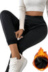 Casual Fleece Lined Crossover Waist Seamed Thermal Leggings