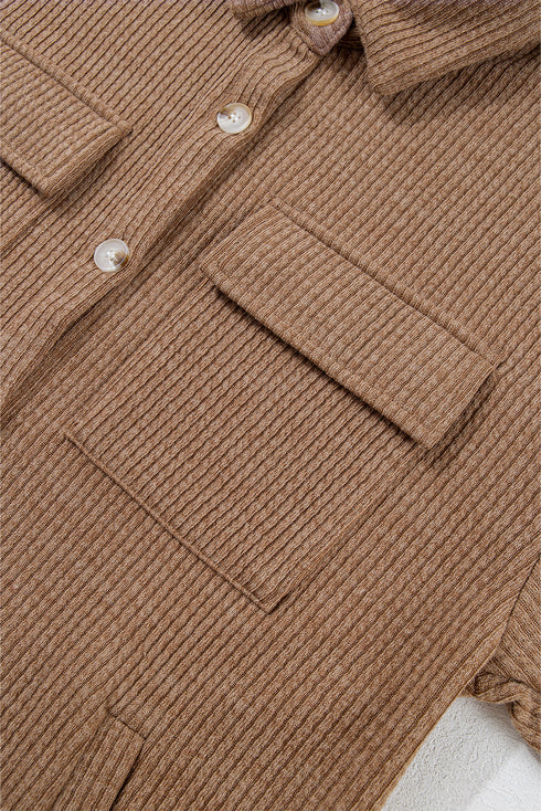 Casual Textured Corduroy Long Sleeve Button Down Jacket