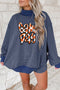 Striped Letter Print Long Sleeve Graphic Short Set