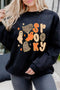 Leopard Print Spooky Ghost Graphic Pullover Sweatshirt