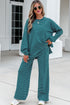 Striped Dropped Shoulder Long Sleeve Top Elastic Waist Pants Two Piece Pant Set