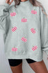 Sequined Pumpkin Graphic Mock Neck Baggy Pullover Sweatshirt