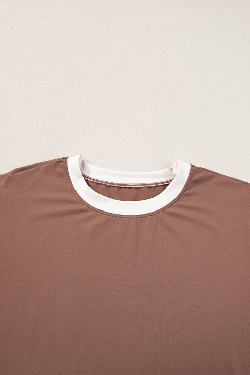 Casual Blocked Pattern Patchwork Cap Sleeve Short Set