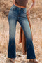 Pocket Detail Flare Leg Silhouette Denim Jeans