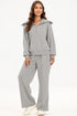 Zip Sailor Collar Pullover Athleisure Sweatpants Two Piece Pant Set