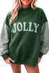 Gingham Pattern Applique Oversized Silhouette Pullover Sweatshirt