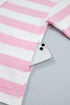 Striped Patchwork Zipper Pullover Elastic Waist Shorts Two Piece Short Set