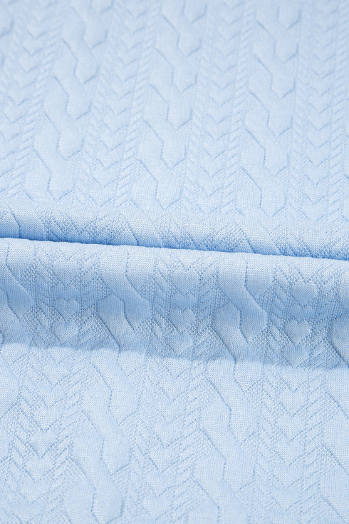 Textured Contrast Trim Crewneck Pocketed Two Piece Dress