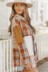 Textured Western Patchwork Corduroy Pocket Plaid Shacket