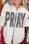 Camo Print Pray Letter Open Front Tunic Sweatshirt