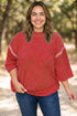 Twist Ribbed Tunic Round Neck Bracelet Sleeve Top