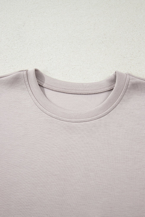 Solid Drop Shoulder Pullover Drawstring Mini Skirt Two Piece Dress