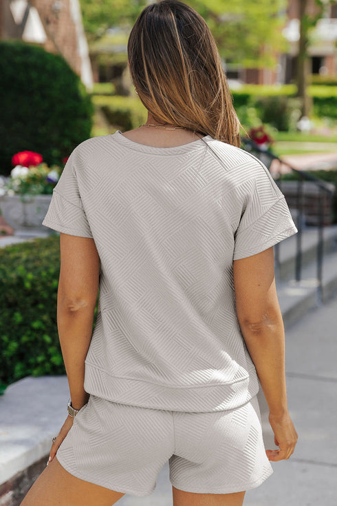 Sequin Rugby Football Textured T Shirt Shorts Graphic Set