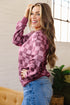 Ribbed Trim Checkered Print Long Sleeve Pullover Top