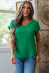 Twisted Texture Corded Knit V Neck T Shirt