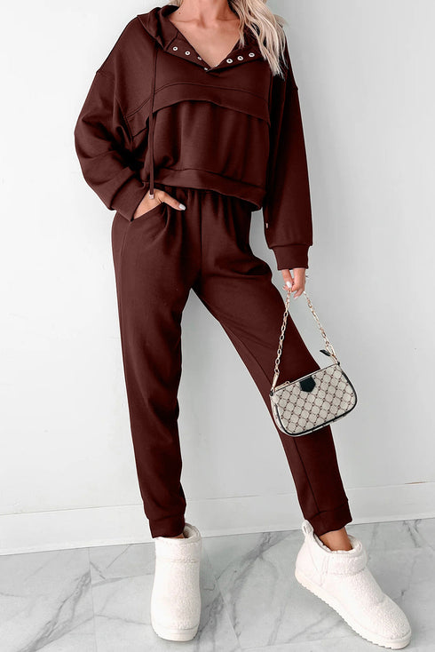 Active Solid Cropped Hoodie Drawstring Jogger Pant Set