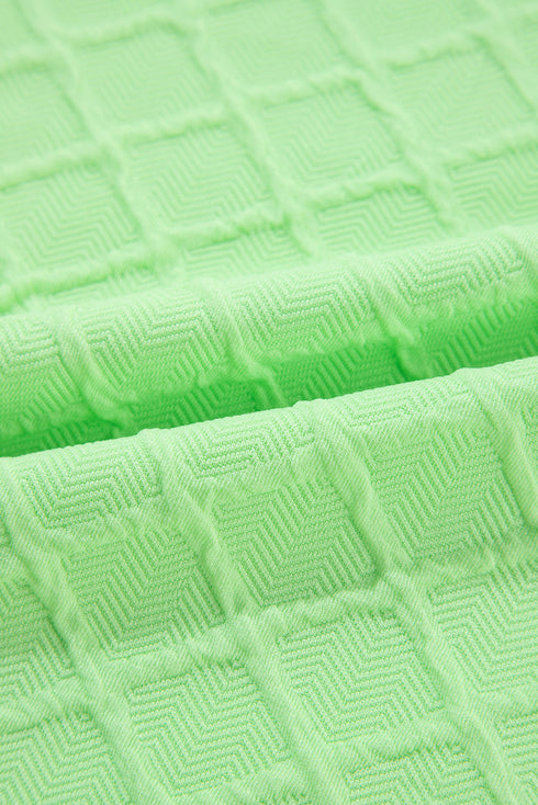 Textured Checkered Tee And Drawstring Short Sets