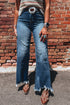 Ashleigh High Waist Frayed Hem Flare Jeans