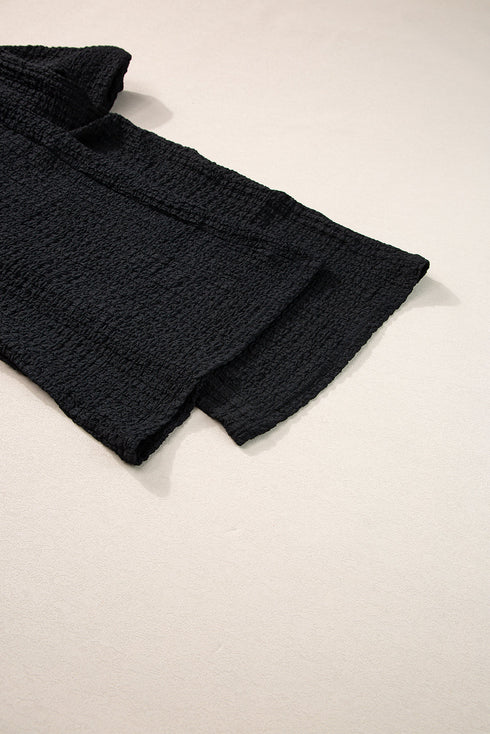 Textured Crinkle U Neck Tank Wide Leg Pant Sets