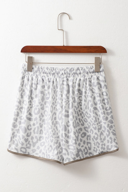 All Over Leopard Print Lace Up Accent Trim Shorts