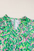 Abstract Print Ruffle Flutter Sleeve Tie Neck Blouse