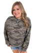Polyester Elastane Camo Print Long Sleeve Top