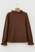 Ruffle Trim V Neck Corduroy Button Jacket