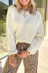 Acrylic Cable Knit Loose Round Neck Sweater