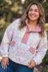 Floral Quilted V Neck Faux Pocket Southern Sweatshirt