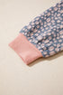 Striped Floral Patchwork V Neck Seam Long Sleeve Top