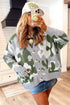 Camouflage Drop Shoulder V Neck Button Front Cardigan