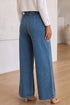 Cotton Denim Seam Flare Leg Drawstring Pants
