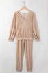 Plush Velvet Zipped Top And Jogger Pant Set