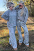 Abstract Floral Print Loose Pullover Drawstring Pants Two Piece Pant Set