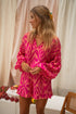 Bohemian Aztec Geometric Print Puff Sleeve Ruffled Sleepwear Set