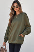 Textured Round Neck Drop Shoulder Pullover Sweatshirt