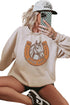 Good Luck Western Horse Print Oversized Pullover Sweatshirt