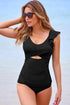 Ruffle Strap Cutout Wrapped Bodice Tankini Top