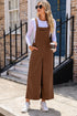Bib Front Corduroy Wide Leg Overall Jumpsuit