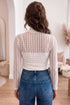Textured Sheer Lace High Neck Long Sleeve Top