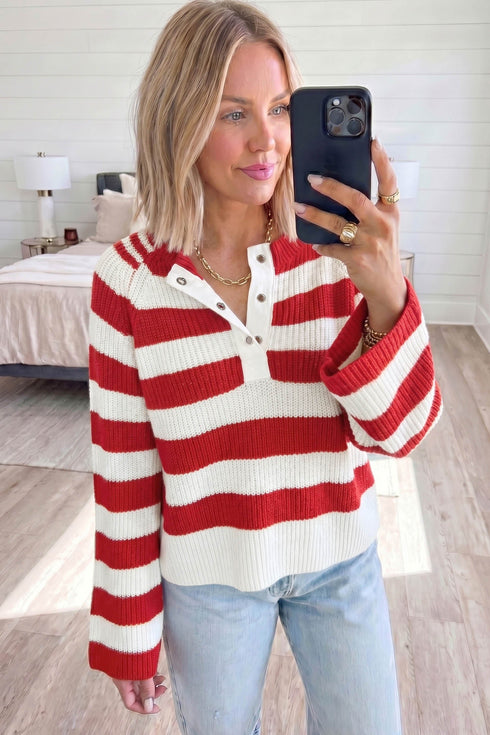 Striped V Neck Long Sleeve Shift Sweater