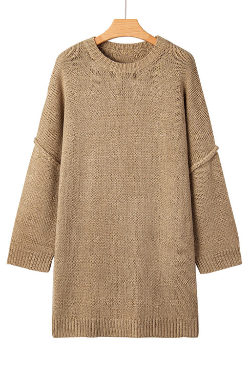 Oversized Drop Shoulder Exposed Seam Sweater Dress