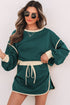 Paneled Loose Pullover And Lace Up Skort Two Piece Set